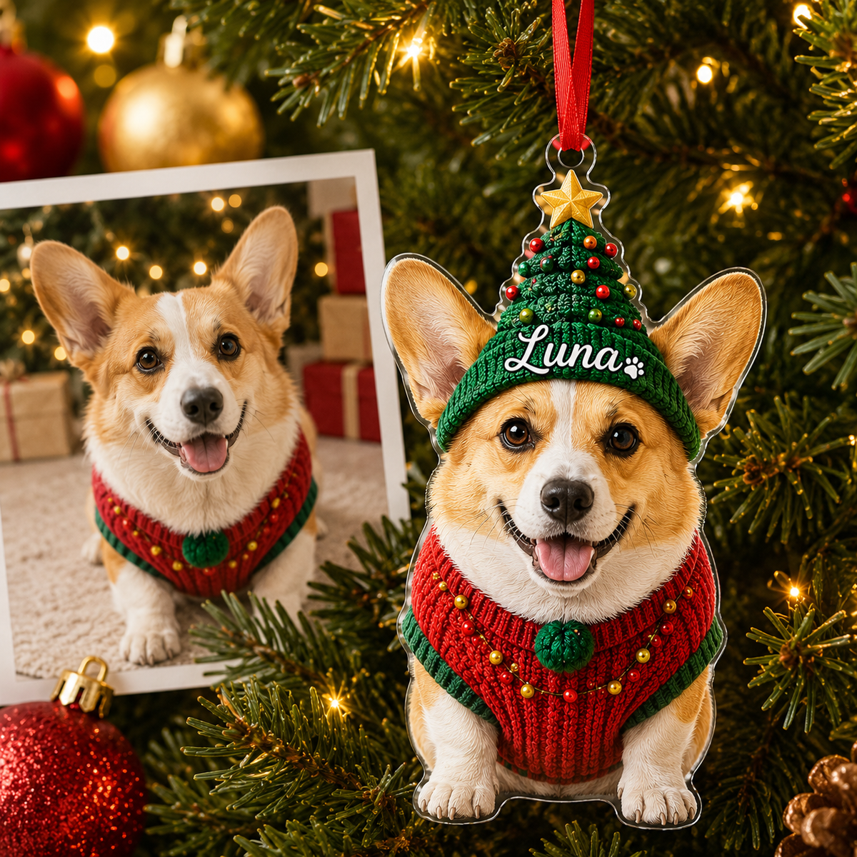 Custom Photo Dog Christmas Style 7