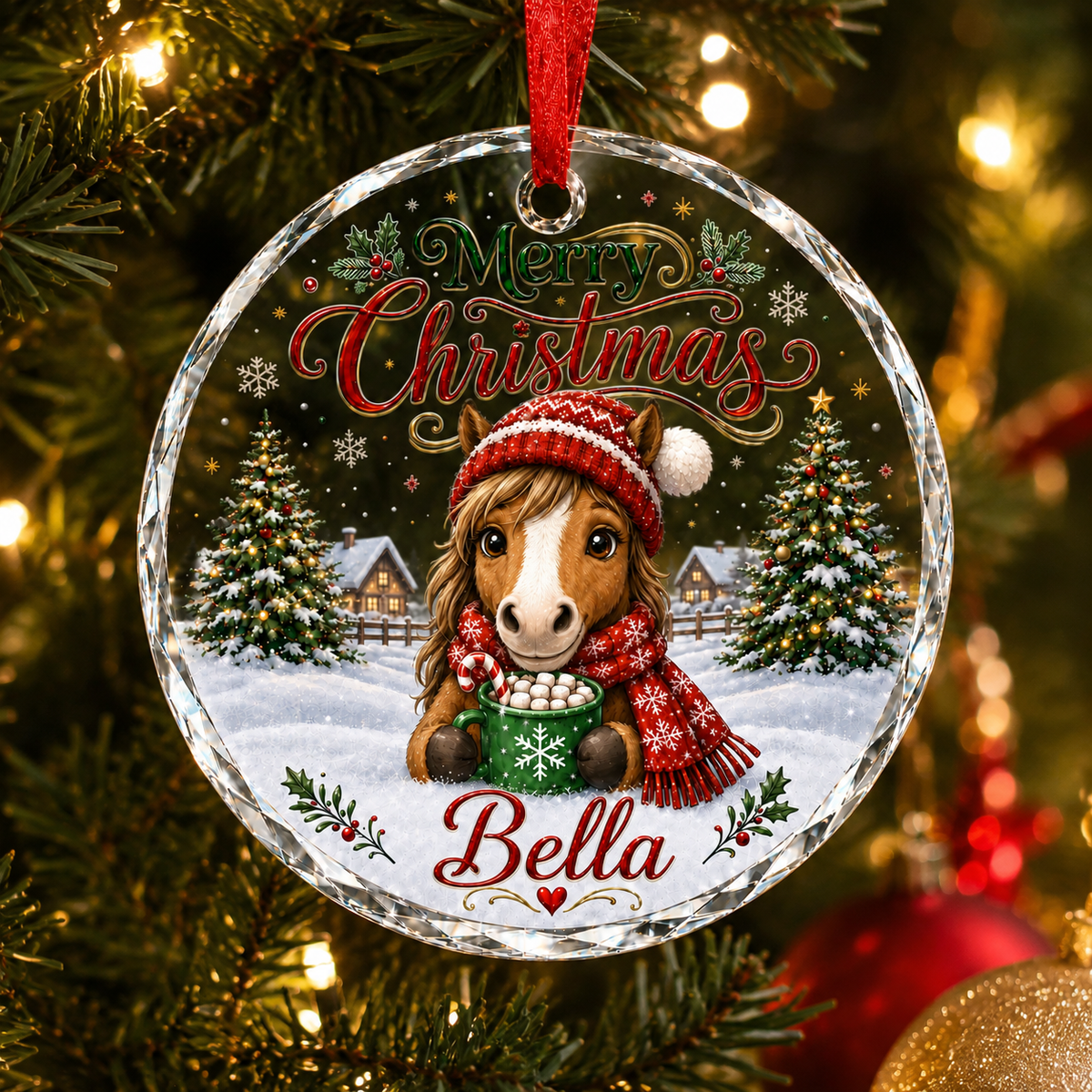 Christmas Glass Animal Horse