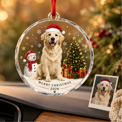 Custom Photo Dog Glass Dog With Snowman