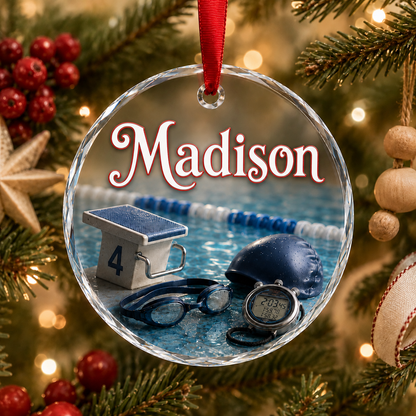 Sports Glass Ornament Swimming