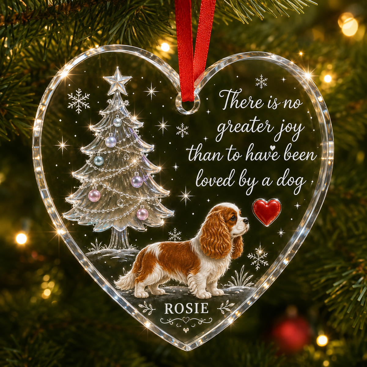 Christmas Glass Dog Cavalier King Charles Spaniel