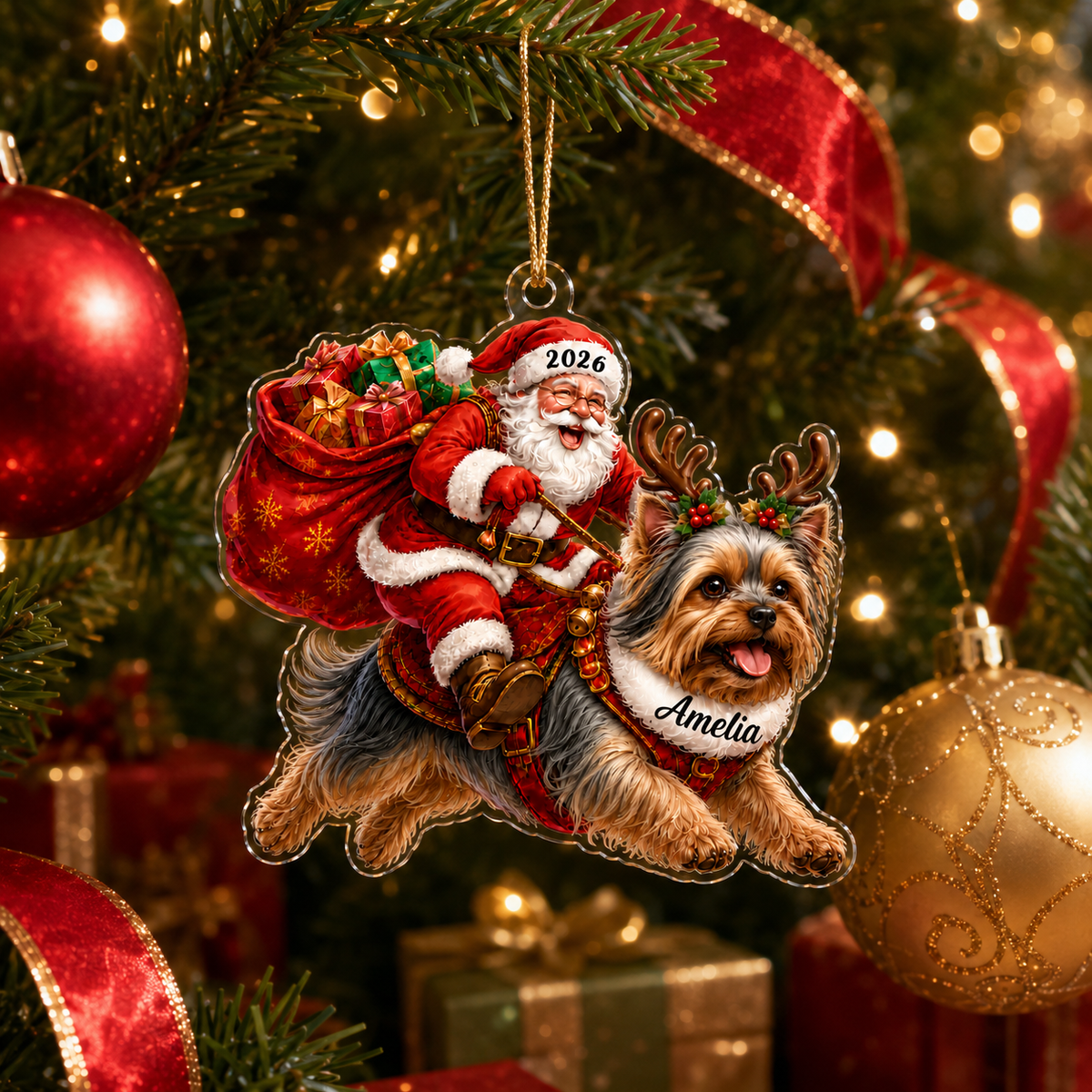 Santa Claus and Dog Yorkie