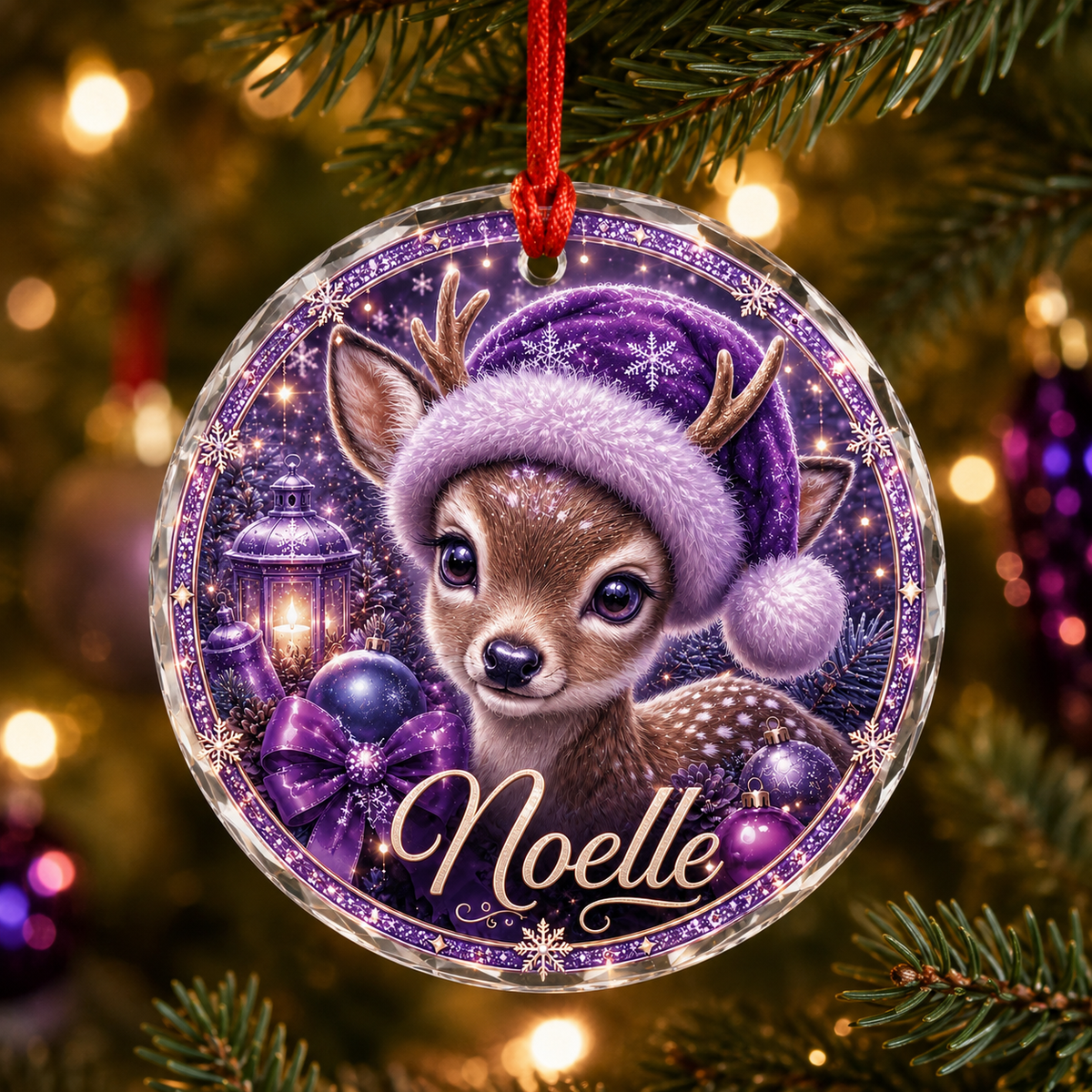 Purple Animal At Christmas Deer
