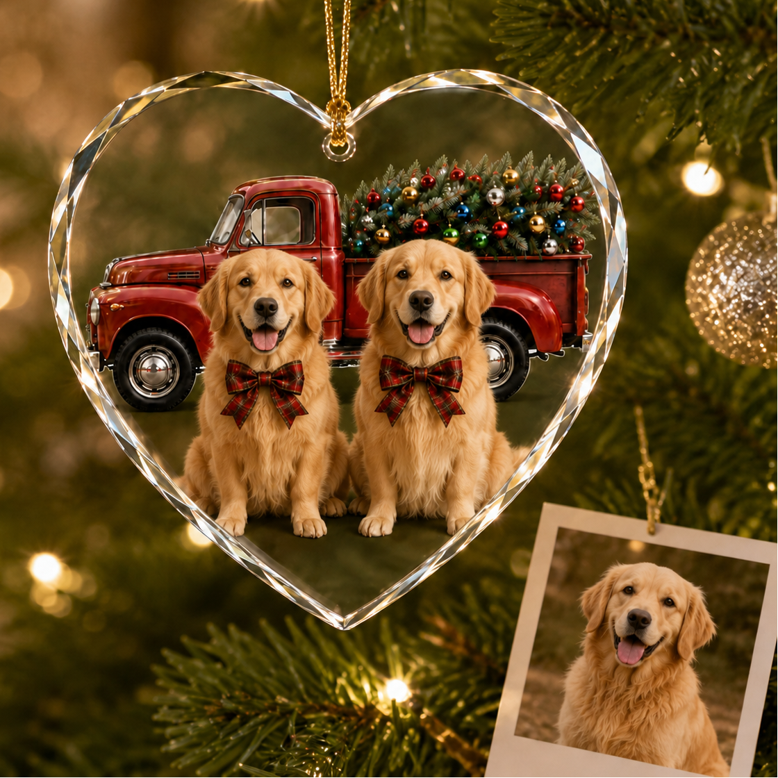 Custom Photo Dog With Christmas Car