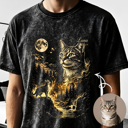 Custom Photo Cat T-Shirt, Personalized Pet Unisex Wash Shirt THUC99