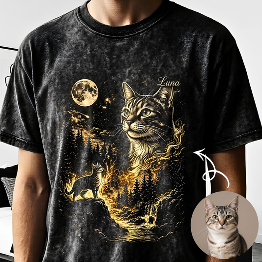 Custom Photo Cat T-Shirt, Personalized Pet Unisex Wash Shirt THUC99