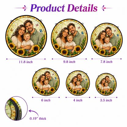 Custom Family Dad Photo Stained Glass Suncatcher – Personalized Dad Gifts | Gift For Dad TOM99