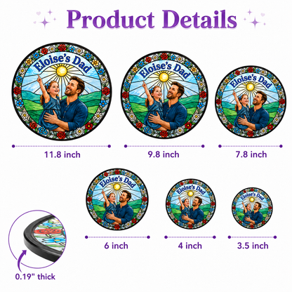 Custom Dad & Daughter Photo Stained Glass Suncatcher – Personalized Dad Gifts | Gift For Dad TOM99
