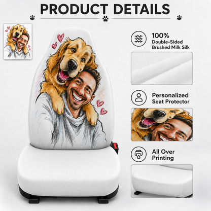 CCustom Photo Dog Car Seat Cover, Personalized Pet Picture Seat Protector, Dog Mom Car Gift THUC99