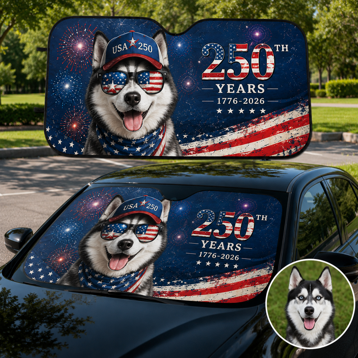 Custom Dog Lover Car Sun Shade, Personalized Pet Windshield Cover, Photo Auto Sunshade Gift THUC99