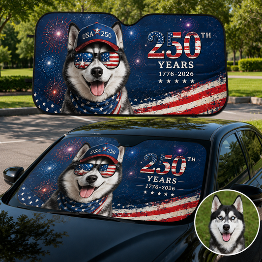 Custom Dog Lover Car Sun Shade, Personalized Pet Windshield Cover, Photo Auto Sunshade Gift THUC99