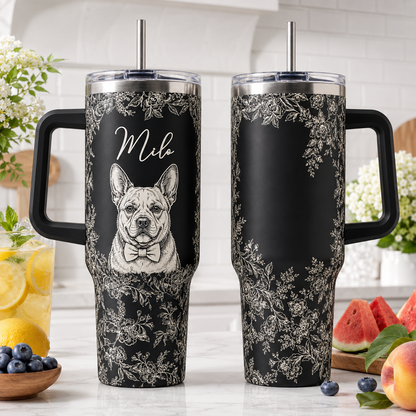 Custom Dog Picture 40oz Tumbler – Personalized Pet Lover Stainless Steel Travel Mug THUC99