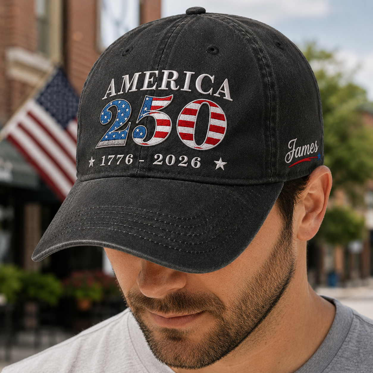 USA Semiquincentennial 250th Anniversary Embroidered Vintage Baseball Hat for Patriots THUC99