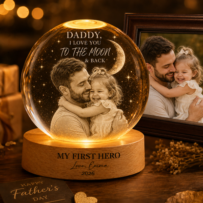 Custom Photo Crystal Ball Lamp For Dad, Father’s Day Gift From Daughter Son THUC99