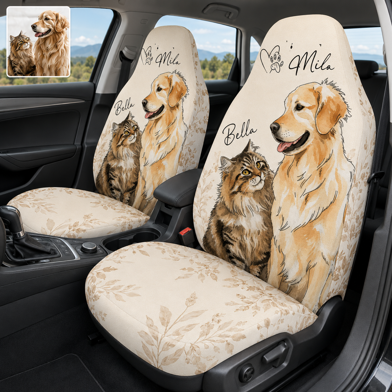 Custom Photo Pet Car Seat Cover, Personalized Dog Face Car Seat Protector, Car Accessories Gift THUC99