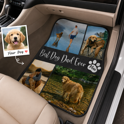 Custom Dog Portrait Auto Floor Mats 4-Piece Set, Personalized Pet Car Interior DecorTHUC99