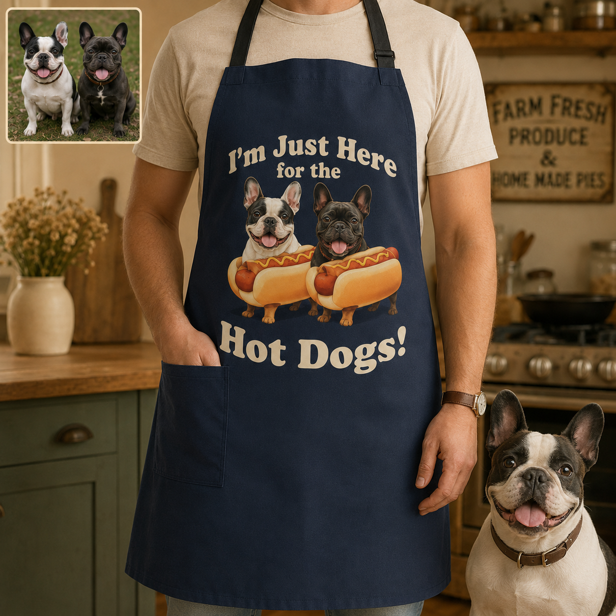 Personalized Dog Kitchen Apron Custom Pet Photo Apron, Dog Lover Gift for Cooking, Grilling and Crafting THUC99