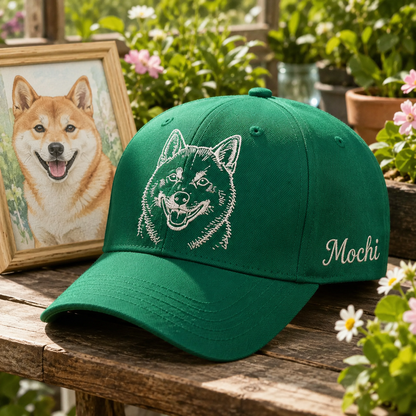 Custom Dog Memorial Hat, Embroidered Pet Face Hat, Personalized Dog Dad Gift THUC99