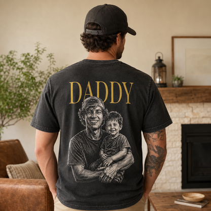Custom Photo Daddy Wash T-Shirt, Personalized Dad Gifts | Gift For Dad TOM99