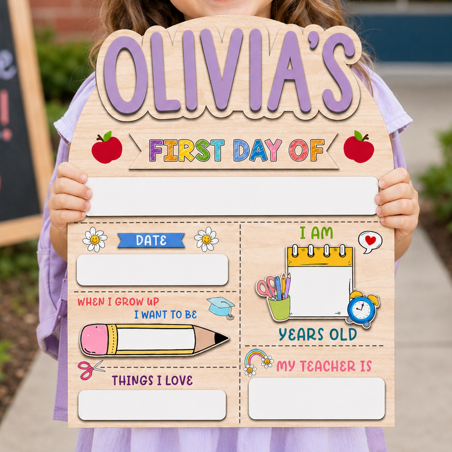 Custom Back to School Sign, Personalized First Day Last Day School Board THUC99