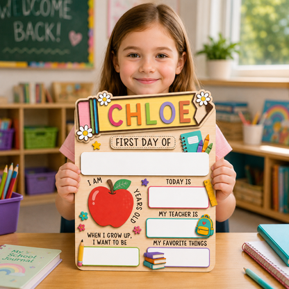 Personalized Preschool Kindergarten Sign, First Day Last Day School Board THUC99