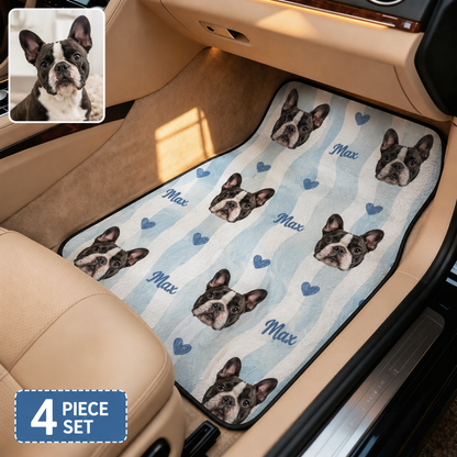 Personalized Dog Car Floor Mats 4-Piece Set, Custom Pet Photo Auto Mat, Dog Lover Gift THUC99