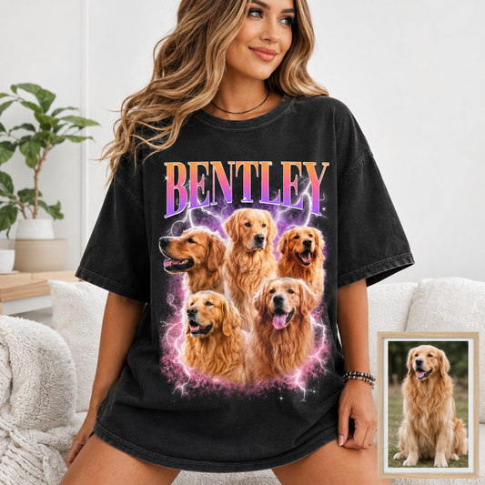 Custom Photo Bootleg Dog Unisex Wash T-Shirt, Personalized Pet Lover Gift | Gift For Dog Lovers THUC99