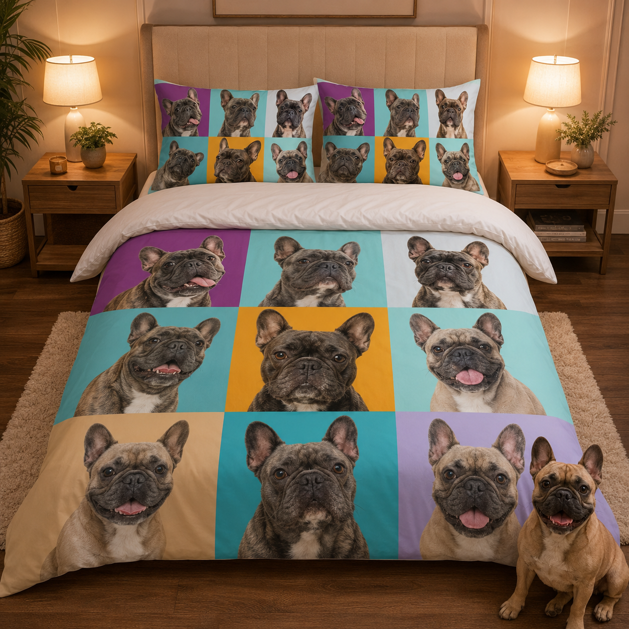 Personalized Pet Portrait Bedding Set, Custom Dog Photo Bed Sheet Set THUC99