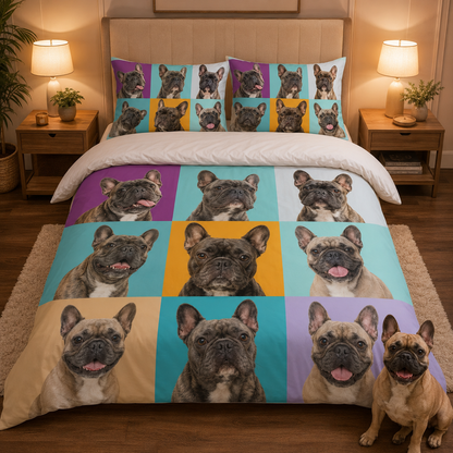 Personalized Pet Portrait Bedding Set, Custom Dog Photo Bed Sheet Set THUC99
