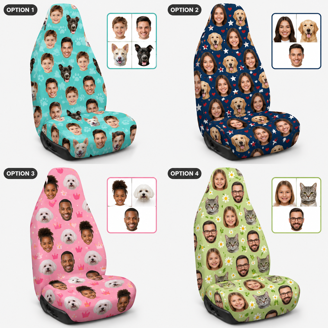 Custom Photo Dog Car Seat Cover, Personalized Pet Seat Protector, All Over Print Dog Photo Car Seat Gift For Dog Lovers THUC99