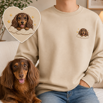 Custom Pet Embroidered Sweatshirt, Personalized Dog Portrait Hoodie Gift THUC99