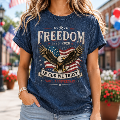 America 250th Anniversary T-Shirt Vintage Patriotic Wash T-shirt THUC99