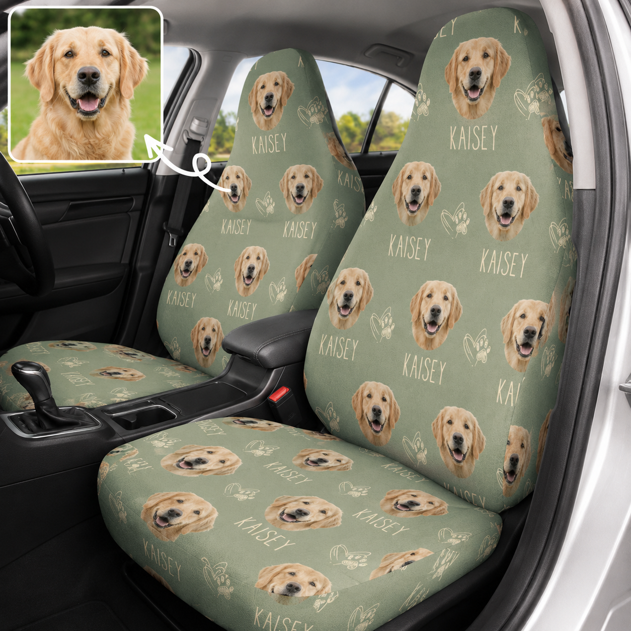 Custom Dog Face Car Seat Cover, Personalized Pet Lover Seat Protector, Cute Car Decor Gift THUC99