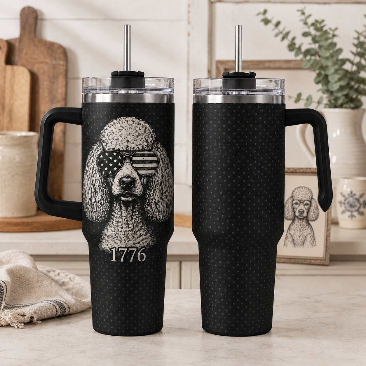 Custom Pet Picture 40oz Tumbler – Personalized Dog Lover Cup with Handle and Straw THUC99 (Copy)