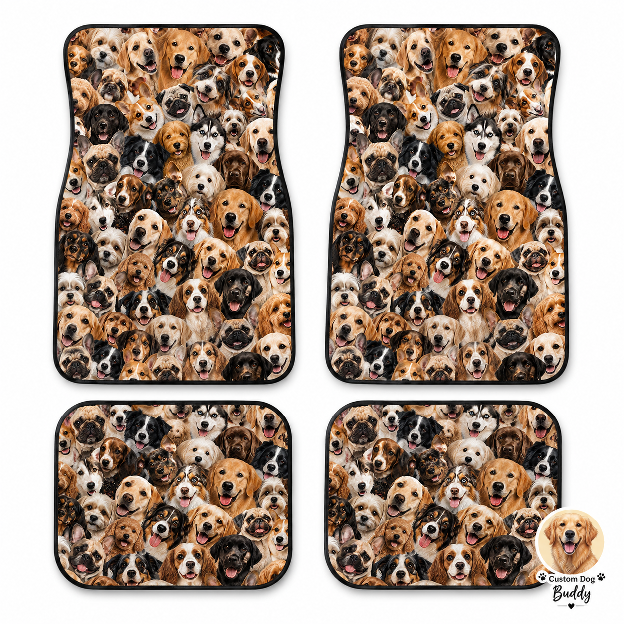Personalized Pet Car Floor Mats Set, Custom Dog Picture Car Interior Decor THUC99
