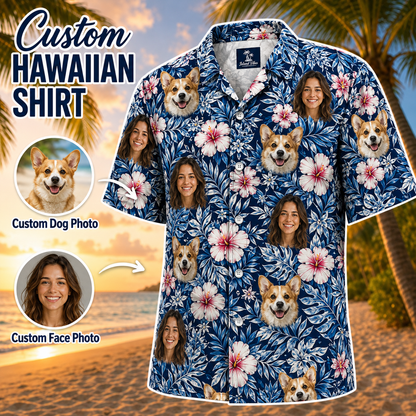 Custom Pet Hawaiian Shirt, Personalized Dog Photo Aloha Shirt, Tropical Vacation THUC99