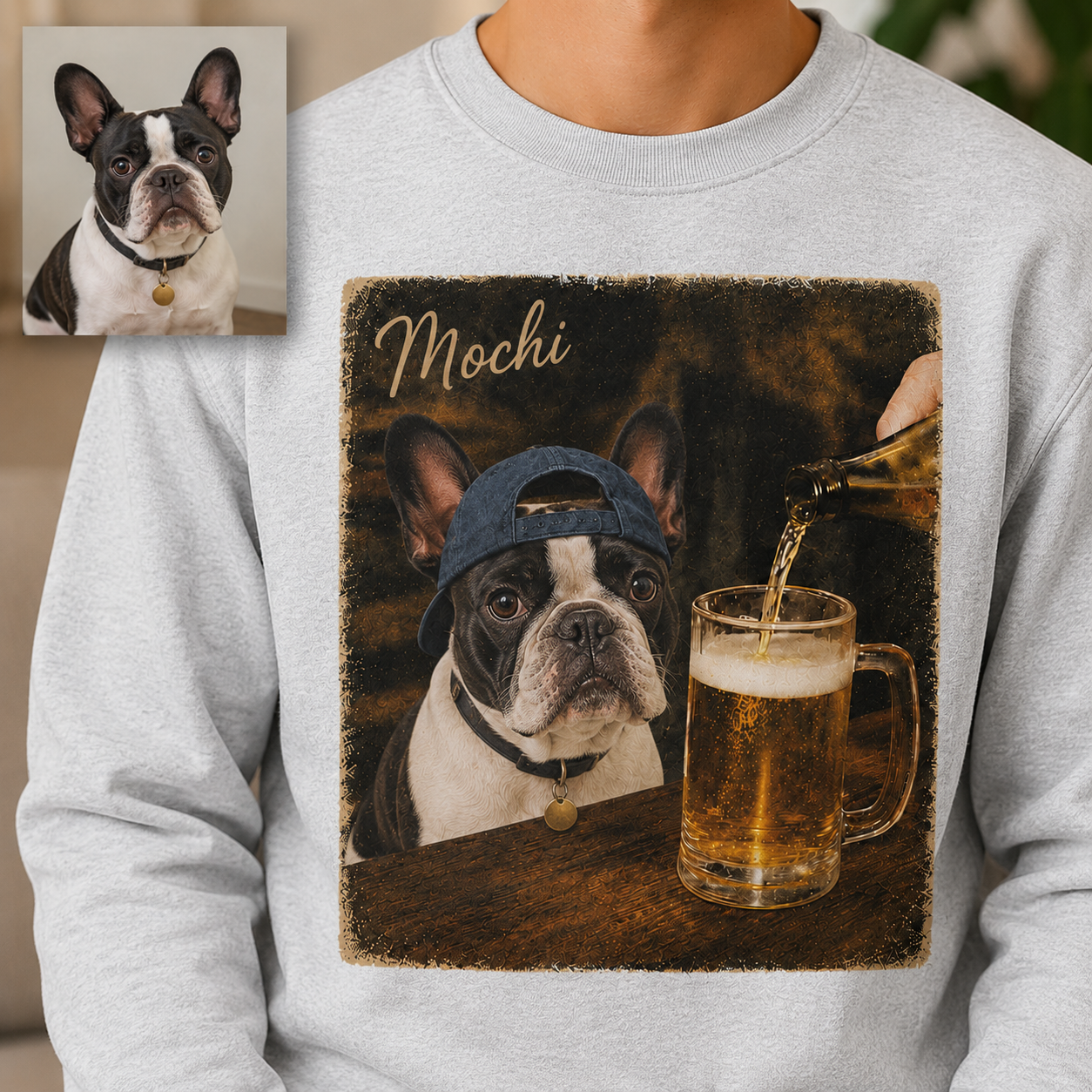 Personalized Dog Portrait Hoodie Custom Pet Photo Sweatshirt for Puppy Lovers THUC99