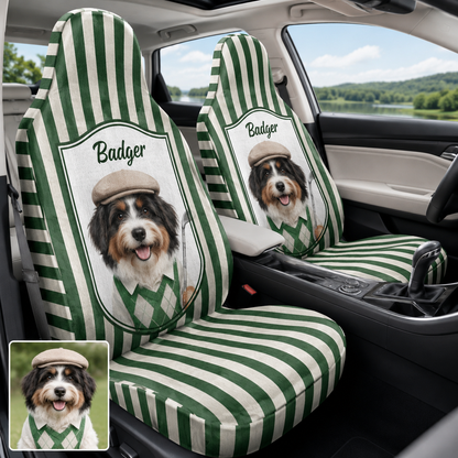 Custom Photo Dog Car Seat Cover, Personalized Pet Face Seat Protector, Dog Lover Auto Gift THUC99