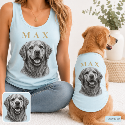Personalized Women’s Dog Photo Tank Top Set, Matching Owner and Dog Summer Outfit THUC99