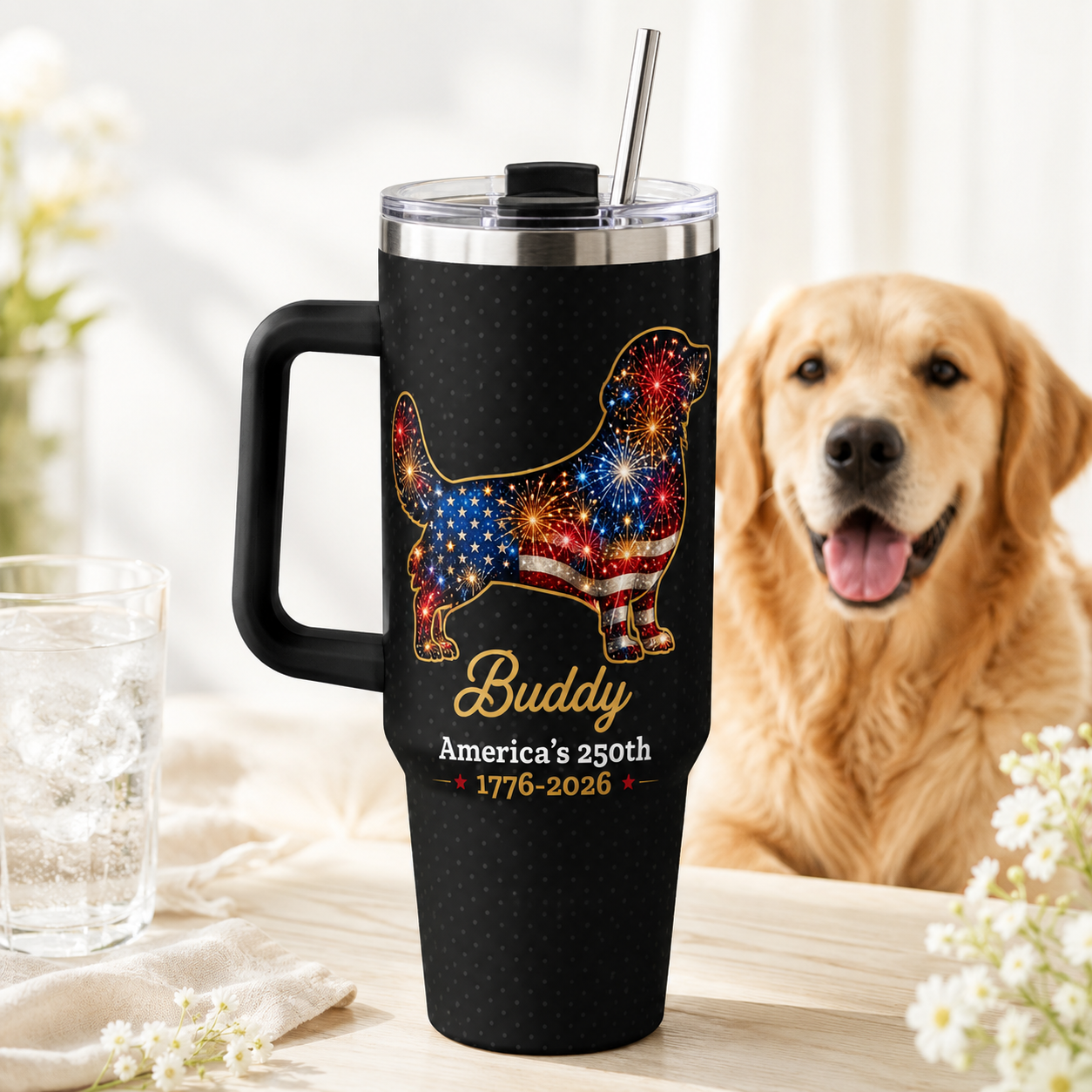 Custom Dog Memorial Photo 40oz Tumbler – Personalized Pet Loss Gift and Keepsake Cup THUC99 (Copy)