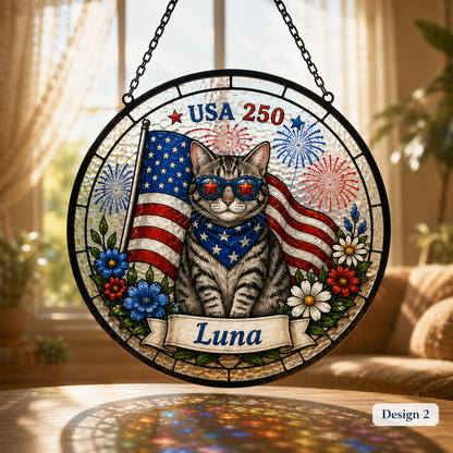 Custom Photo Cat Lover Glass Suncatcher – Personalized Pet Sympathy Memorial Gift THUC99