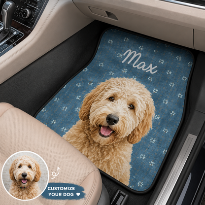 Custom Photo Dog Auto Floor Mat Set, Personalized Pet Car Mats, Dog Mom Dog Dad Gift THUC99