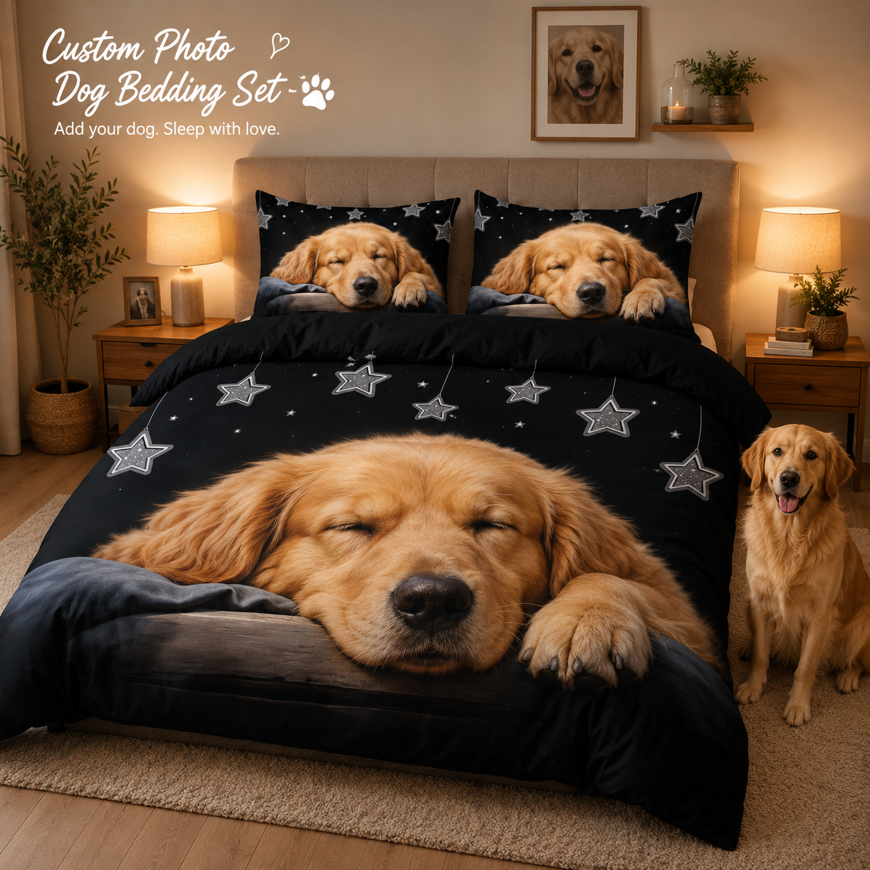 Custom Dog Bed Sheet Set, Personalized Pet Photo Bedding For Dog Dad THUC99
