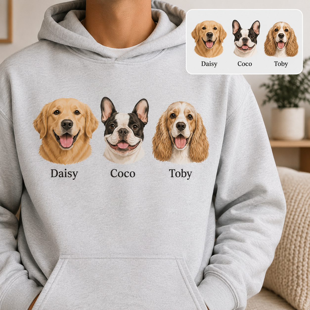 Custom Dog Face Sweatshirt Personalized Puppy Photo Hoodie Funny Gift for Pet Lovers THUC99