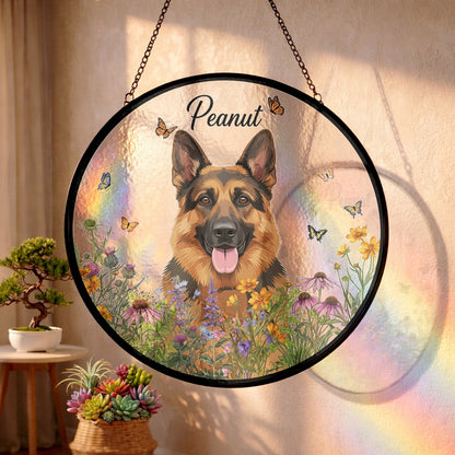 Personalized Dog And Cat Name Suncatcher – Custom Pet Portrait Glass Window Hanging (THUC99)