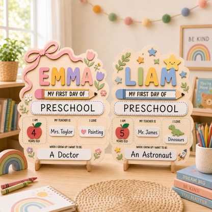 Custom Kids School Milestone Sign, First and Last Day Photo Board Gift For Boy And Girl THUC99