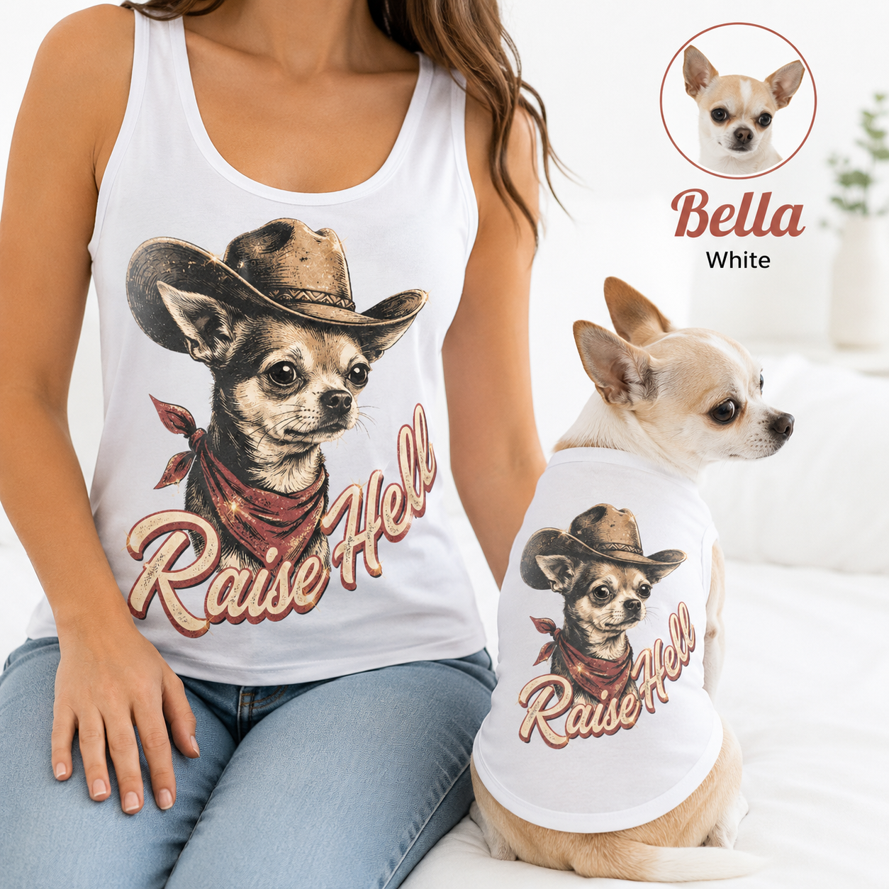 Custom Dog Photo Women’s Matching Tank Top Set, Owner and Pet Outfit for Dog Lovers THUC99 (Copy)