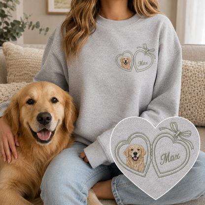 Personalized Dog Face Crewneck, Custom Pet Photo Embroidered Sweatshirt THUC99