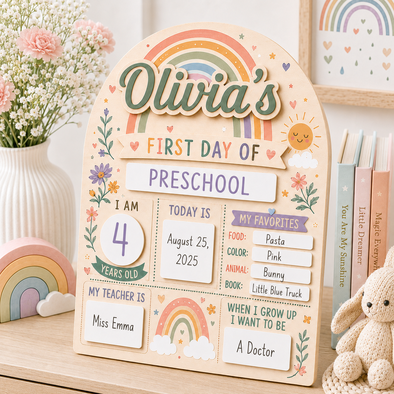 Custom First Day of School Board, Last Day of School Acrylic Wood Sign THUC99