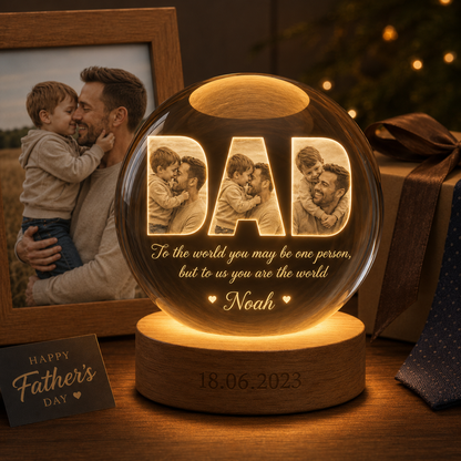 Custom Dad Crystal Ball Night Light, Personalized Photo Lamp, Father’s Day Gift For Dad THUC99